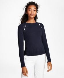 Navy Shoulder Button Sweater by Brooks Brothers at Brooks Brothers